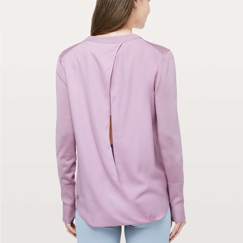 LULULEMON Lavender Still At Ease Antoinette Breezy Back Pullover Sweater Sz 8 - Picture 3 of 15